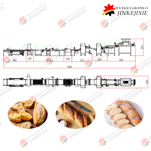 FG-600 3500PCS/H 300-600mm Customized Baguette Bread Production Line